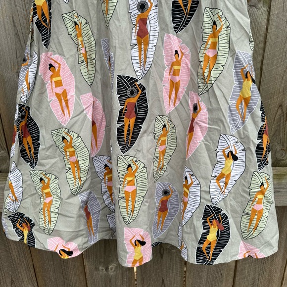 Eva Franco Anthropologie Sunbather Skirt A Line Buttons Gray Knee Length size 4 - Picture 7 of 9